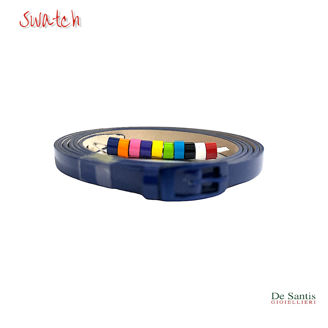 Swatch Bracciale Multigiro Bijoux Pelle Viola Scuro NUOVO Gioielleria De Santis