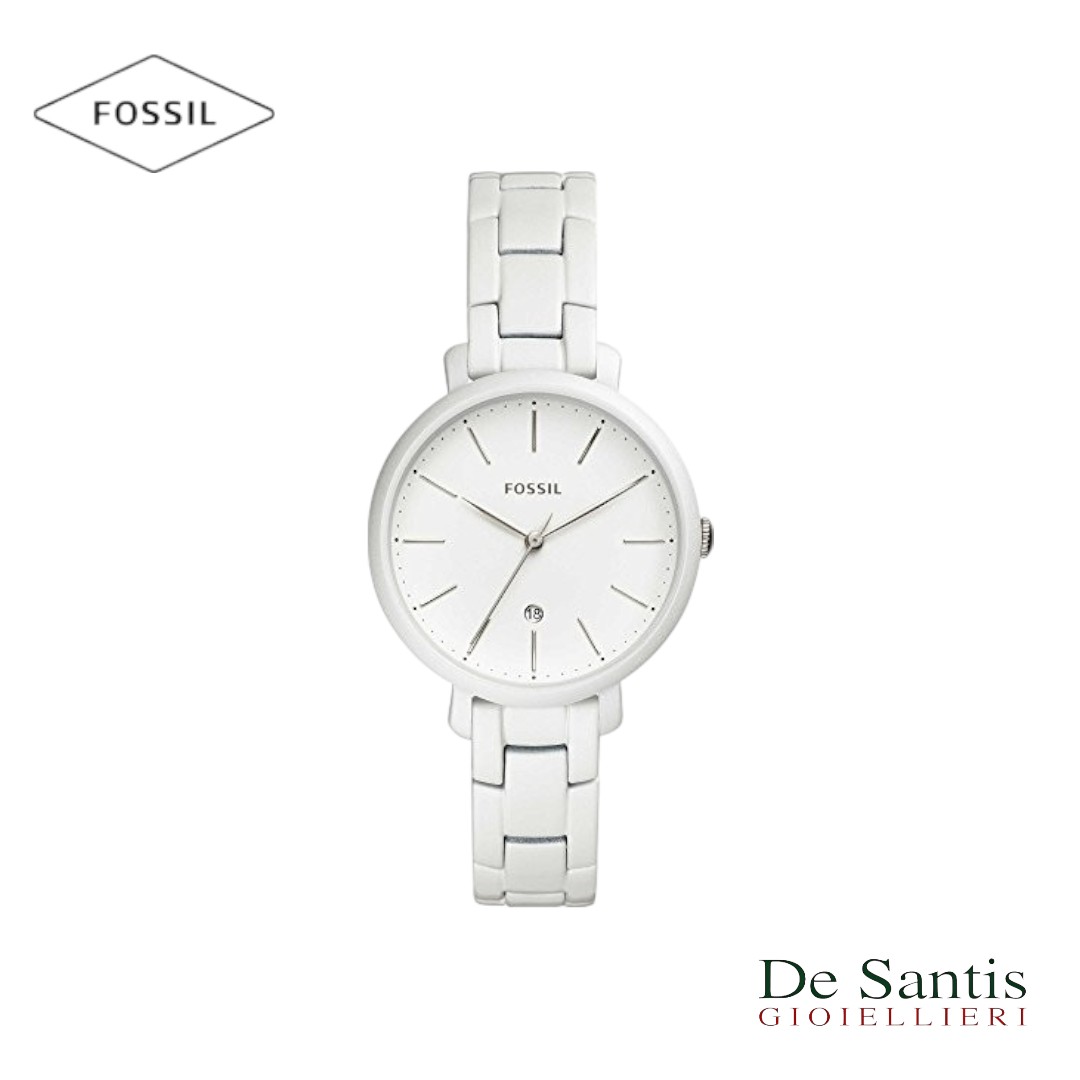 Orologio Fossil Jacqueline Donna ES4397 Total White | Cassa 36mm e Bracciale in Acciaio Bianca, Quadrante Bianco con Datario | L'eleganza minimal per ogni look.