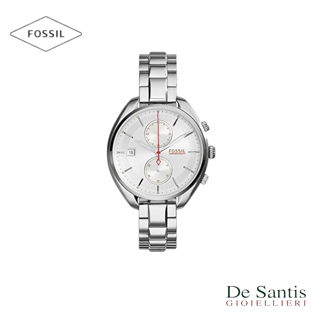 Orologio Fossil Land Racer Cronografo CH2975 Unisex | Cassa Acciaio 38mm, Quadrante Argento con Lancetta Rossa | Stile Racing Vintage, Eleganza e Precisione al Quarzo.