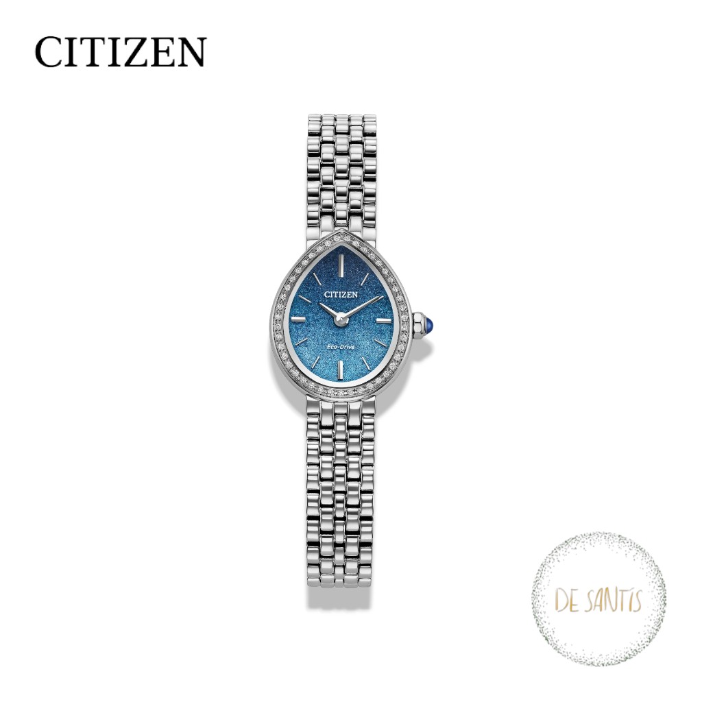 Orologio da donna Citizen L Rainell Edizione Limitata Ref EX1540-58L in acciaio con lunetta di diamanti, cassa a goccia da 20mm e quadrante blu sfumato Selezione De Santis