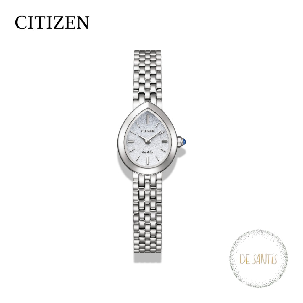 Orologio da donna Citizen Lady Rainell Eco-Drive Ref EX1550-54A in acciaio inossidabile argentato con cassa a goccia da 19,7mm e quadrante bianco Selezione De Santis