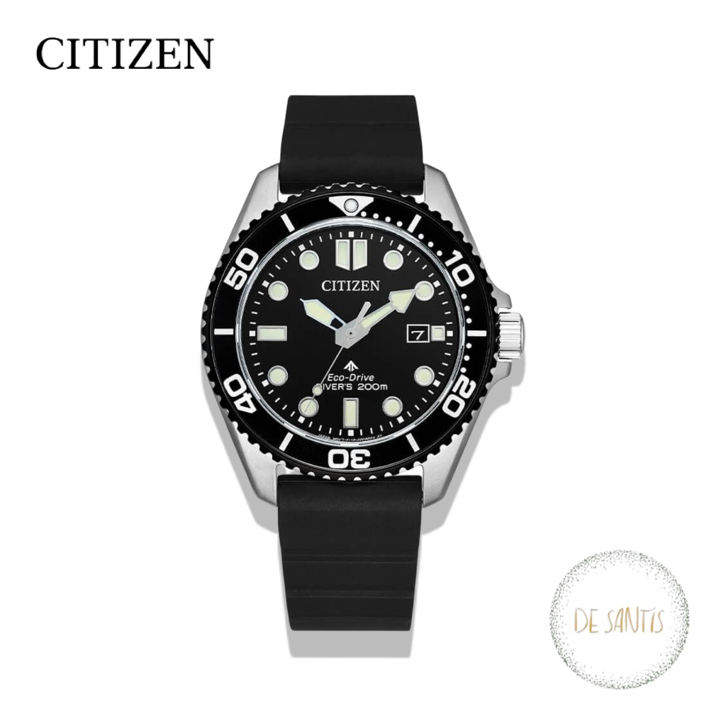 Orologio subacqueo professionale Citizen Promaster Diver BN0266-07E Eco-Drive cassa acciaio 40mm quadrante nero ghiera e cinturino silicone nero Selezione De Santis