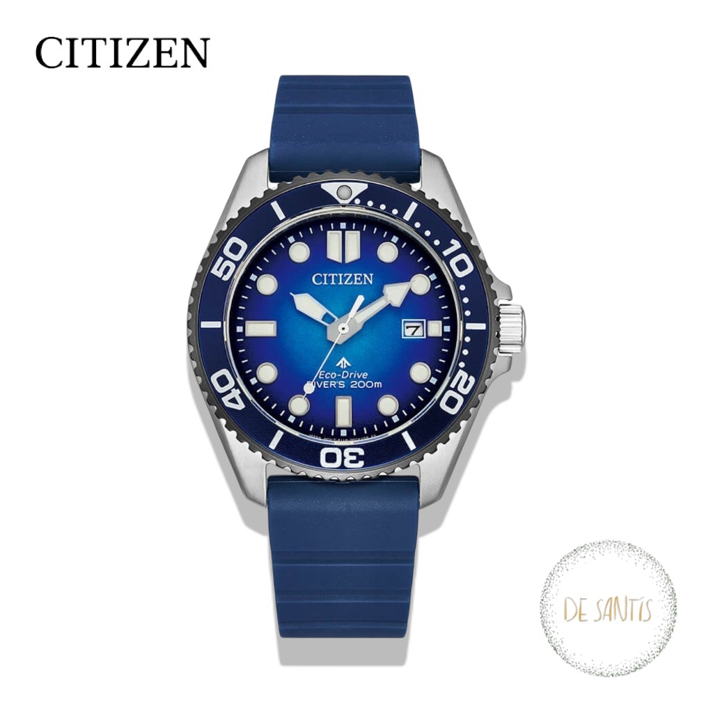 Orologio subacqueo professionale Citizen Promaster Diver BN0267-04L Eco-Drive cassa acciaio 40mm quadrante blu sfumato lunetta e cinturino silicone blu Selezione De Santis