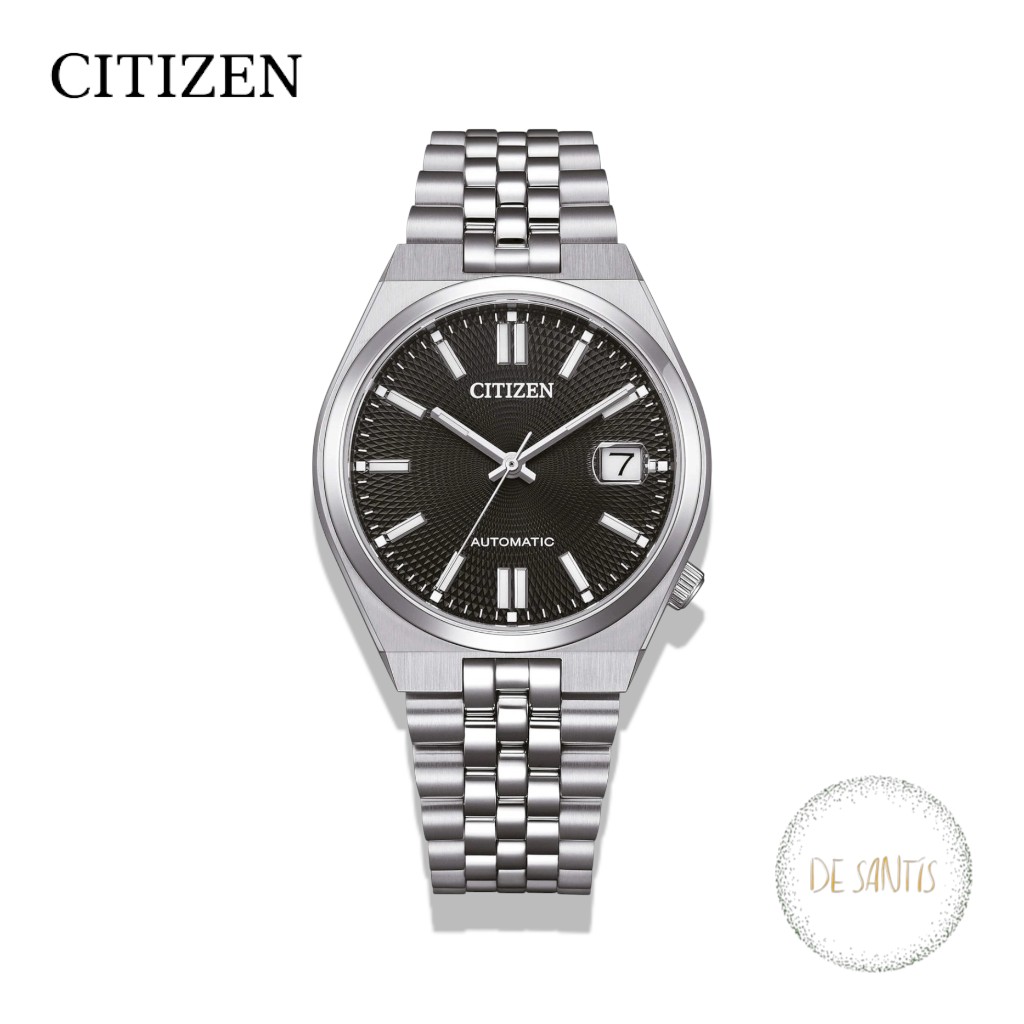 Orologio automatico solo tempo unisex Citizen Tsuyosa NK0030-51E in acciaio 37mm con quadrante nero lavorato a raggiera e bracciale integrato Selezione De Santis