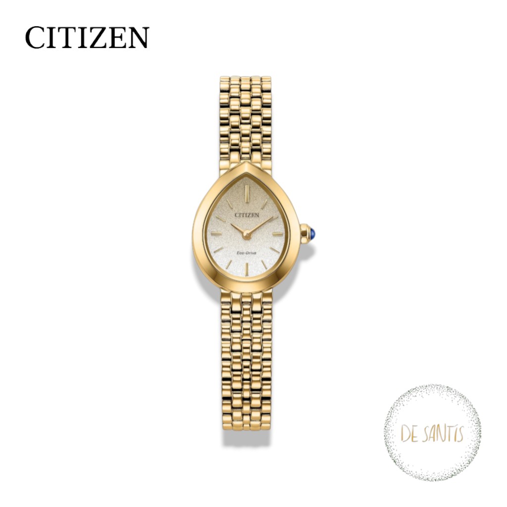 Orologio da donna Citizen L Rainell Eco-Drive Ref EX1552-59A in acciaio tonalità oro giallo con cassa a forma di goccia da 20mm e quadrante bianco Selezione De Santis