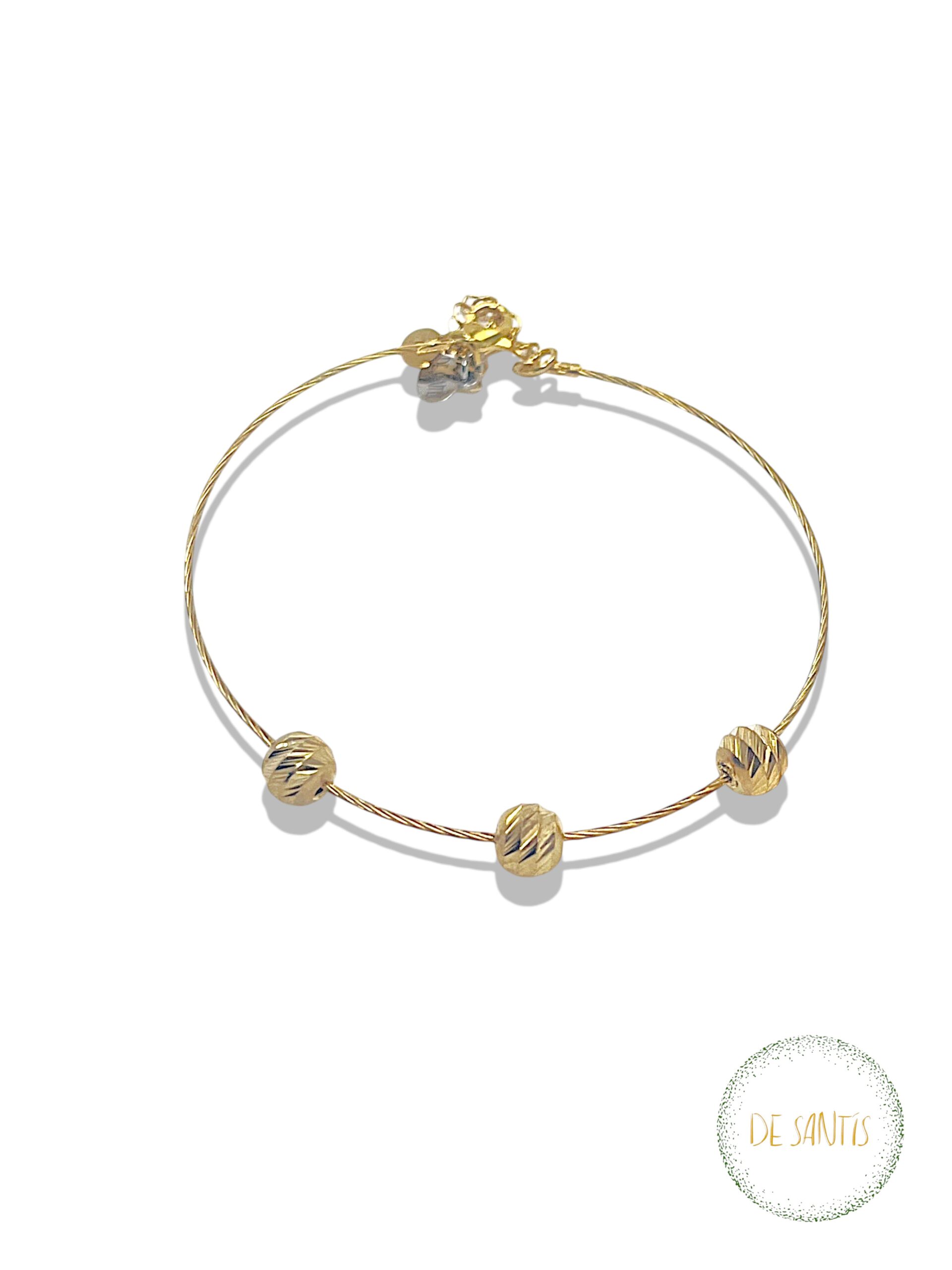 Bracciale Argento Dorato De Santis Regolabile Sfere Diamantate: Minimalismo Scultoreo e Bagliori di Luce - immagine 2