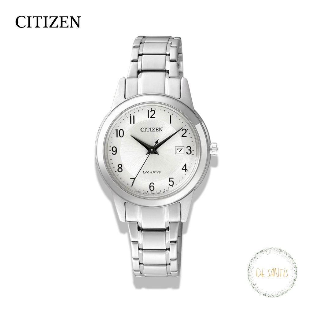 Orologio solo tempo Citizen Eco-Drive Donna Acciaio FE1081-59B quadrante bianco numeri arabi e bracciale metallo Selezione De Santis