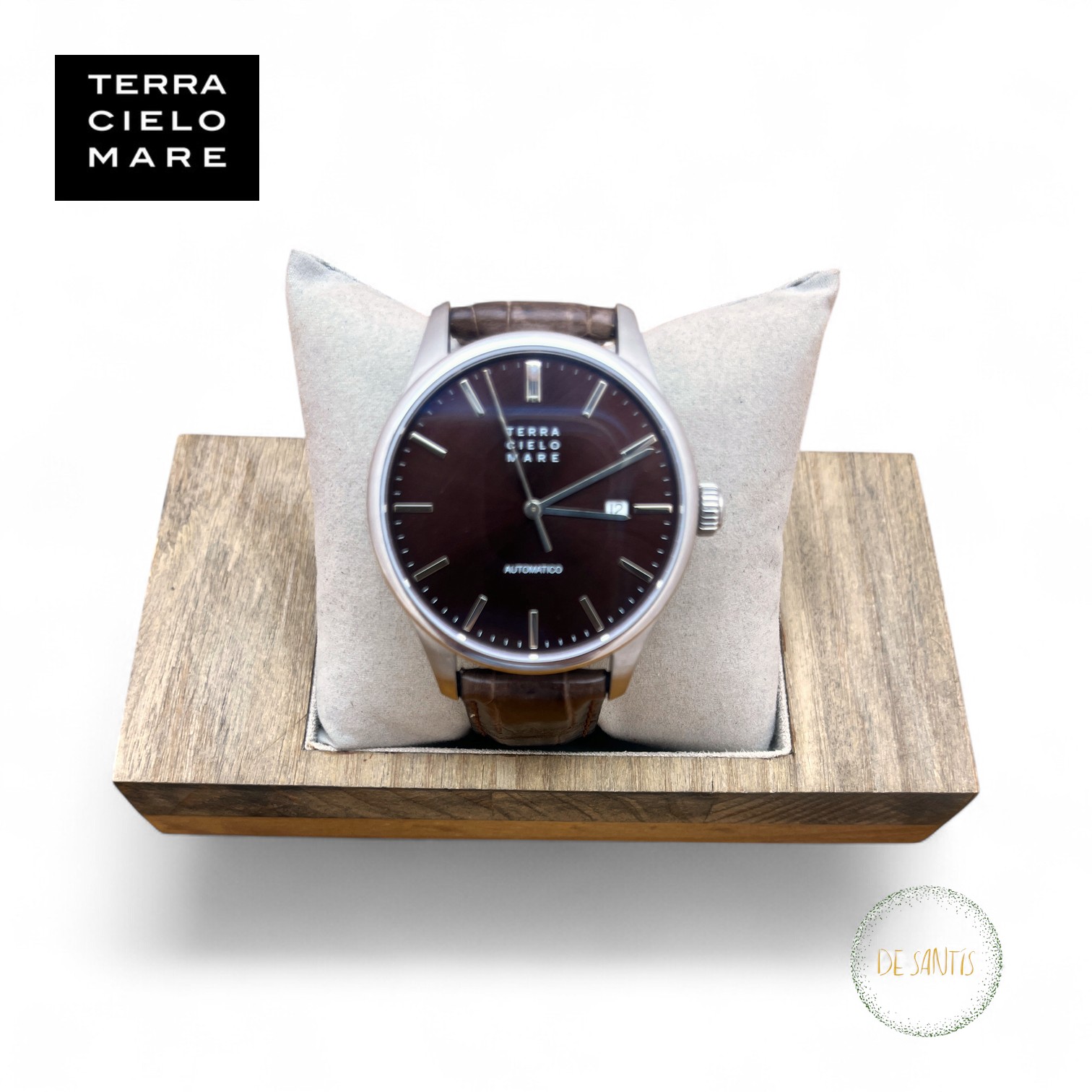 Orologio automatico da uomo TCM Milano Classic Automatic 10-0010 con quadrante marrone soleil cassa acciaio 38mm e fondello in titanio Selezione De Santis