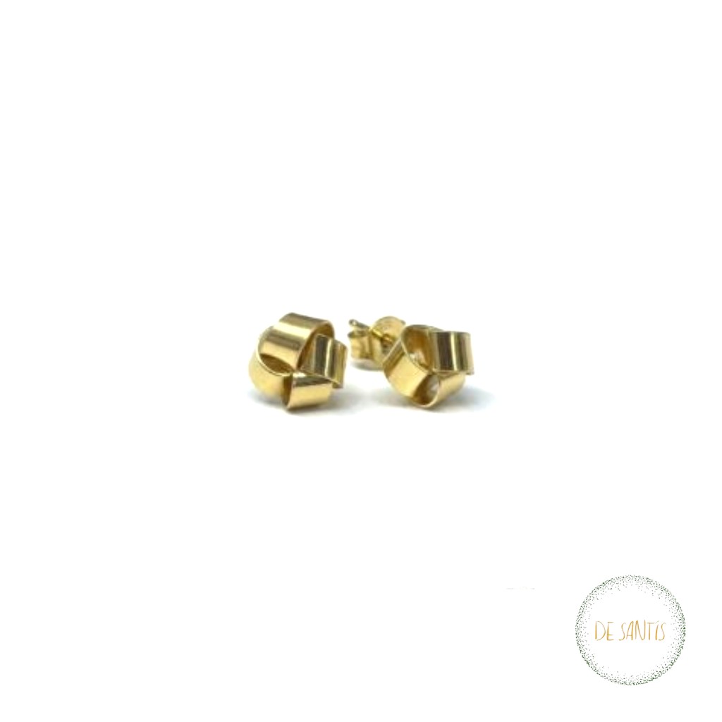 Orecchini a Lobo Nastro Dorati in Argento 1,5 cm a fascia piatta intrecciata lucida con farfallina Selezione De Santis